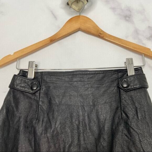 Vintage Jacqueline Ferrar Leather Skirt Black 80s Concert Grunge Goth Size 2 - Picture 4 of 11